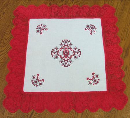 Winter Roses Doily with Crochet Lace image 1