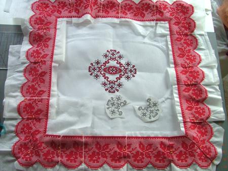 Winter Roses Doily with Crochet Lace image 3