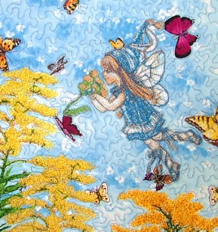 Goldenrod Fairy Quilt with Machine Embroidery image 3
