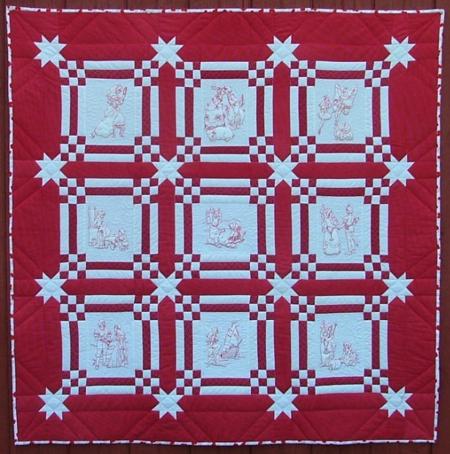 Fairy Tales Redwork Quilt image 1