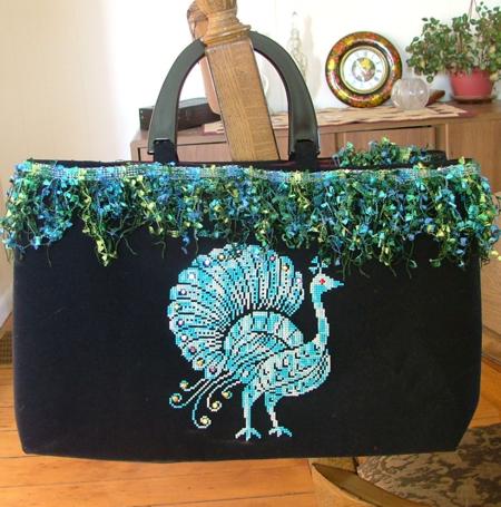 Peacock Hand Bag with Machine Embroidery image 7