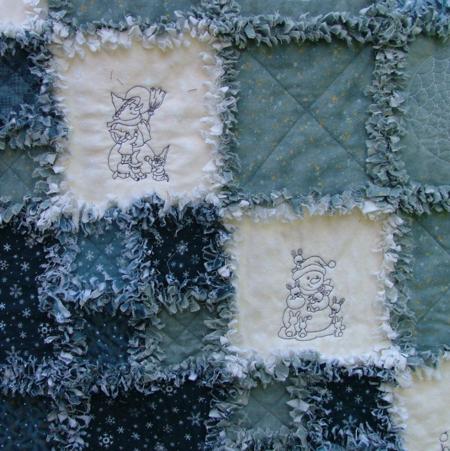 Winter-Themed Frayed-Edge Flannel Quilt image 6