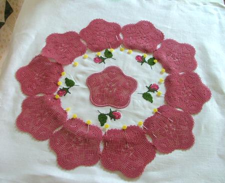 FSL Crochet Rose Doily Set image 11