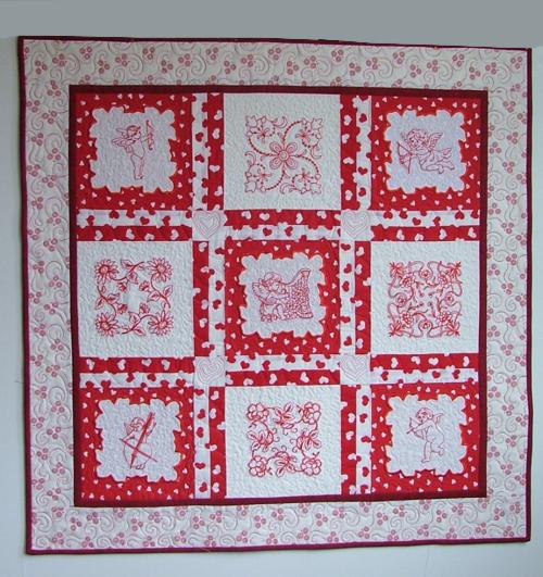 Valentine Angels Quilted Wall Hanging image 1