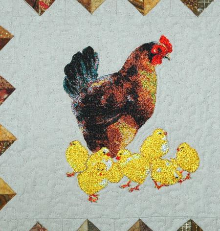 Quilted Wallhanging with Chicken Embroidery image 13