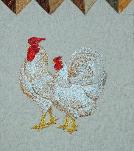 Quilted Wallhanging with Chicken Embroidery image 15