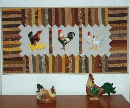 Quilted Wallhanging with Chicken Embroidery image 17