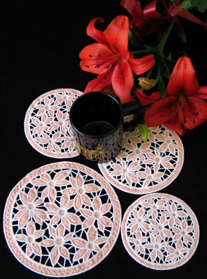 Cutwork Lace Flower Bed Doily image 1