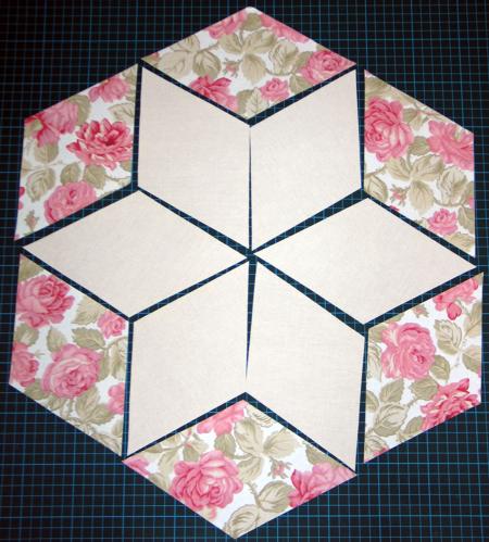 Hexagonal Quilted Table Toppers with Rose Embroidery image 3