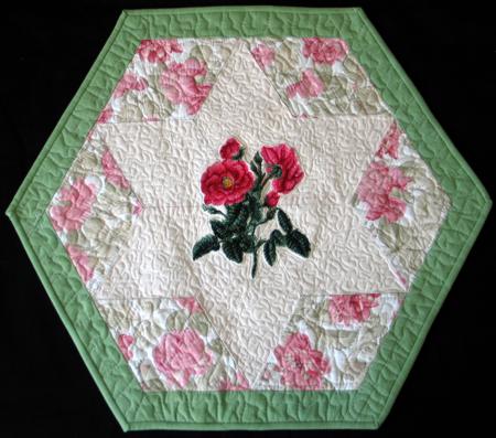 Hexagonal Quilted Table Toppers with Rose Embroidery image 9
