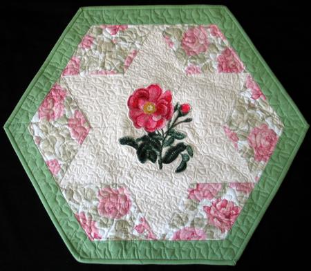 Hexagonal Quilted Table Toppers with Rose Embroidery image 10