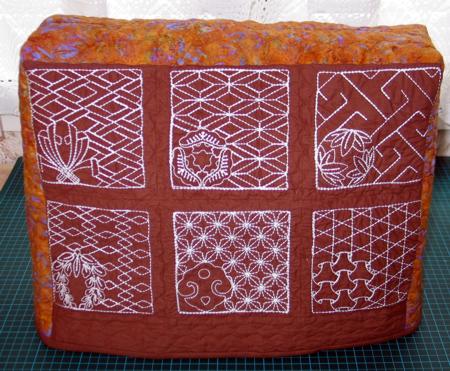 Quilted Cover for a Small Sewing Machine with Sashiko Embroidery image 1