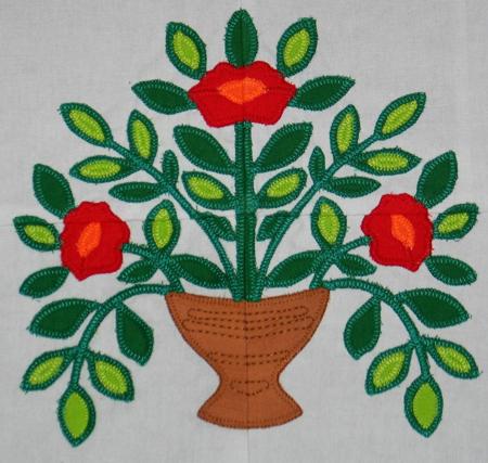 Baltimore Album Quilt. Block 3: Vase of Poppies image 15