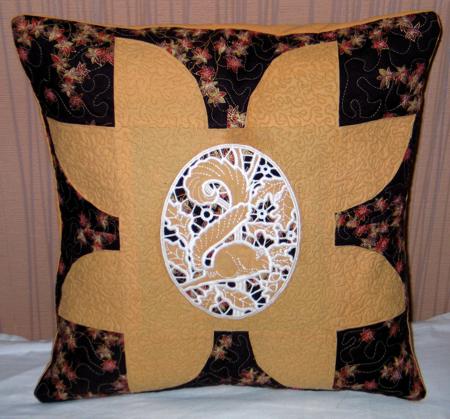 Quilted Pillow with Cutwork Embroidery image 1