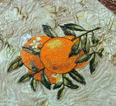 Quilted Tablerunner with Orange Embroidery image 14
