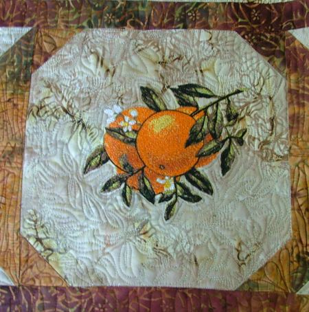 Quilted Tablerunner with Orange Embroidery image 15