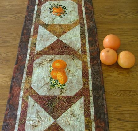 Quilted Tablerunner with Orange Embroidery image 18