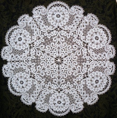 FSL Battenberg Wreath of Camelias Doily image 1