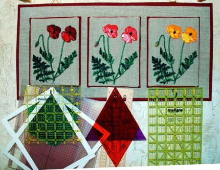 Embroidered Hanger Board with Poppies image 1