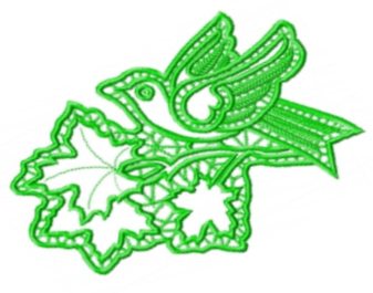 Bird in Maple Tree Cutwork Lace image 2