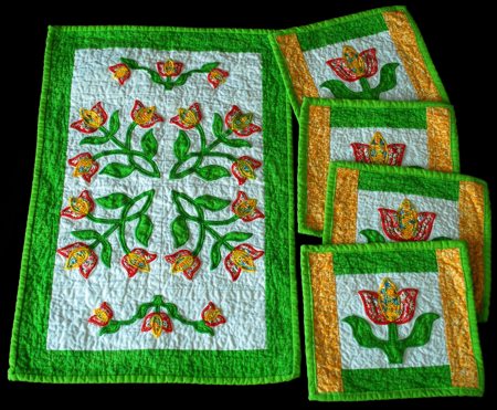 Country Applique Table Runner and Coasters image 1