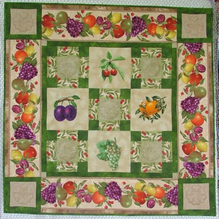 Quilted Table Topper with Fruit Embroidery image 1