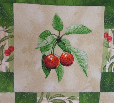 Quilted Table Topper with Fruit Embroidery image 16