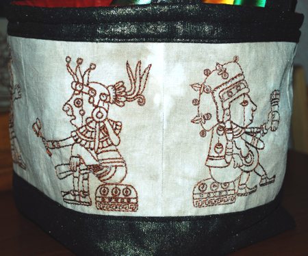 Craft Basket with Mayan Art Redwork Embroidery image 18
