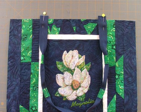 Quilted Tote Bag with Flower Embroidery image 20