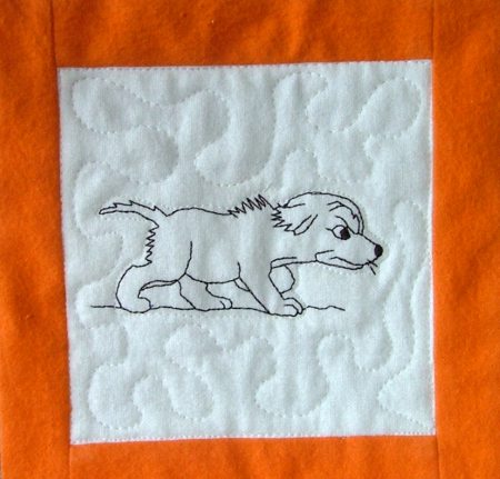 Baby Quilt with Redwork Puppy Embroidery image 10