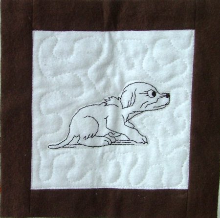 Baby Quilt with Redwork Puppy Embroidery image 11