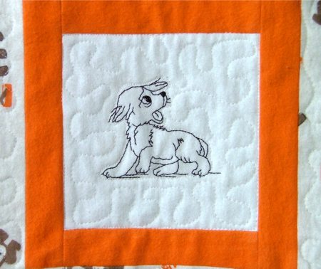 Baby Quilt with Redwork Puppy Embroidery image 12