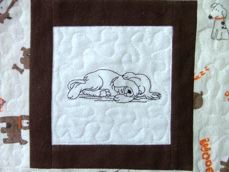 Baby Quilt with Redwork Puppy Embroidery image 13