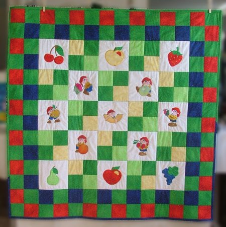 Baby Quilt with Fruit and Dwarves Embroidery image 1
