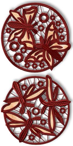 Cutwork Dancing Butterfly and Dragonfly Circles image 1