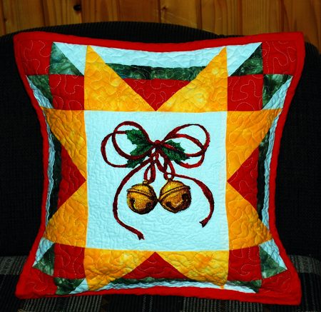 Quilted Christmas Cushion with Embroidery image 1