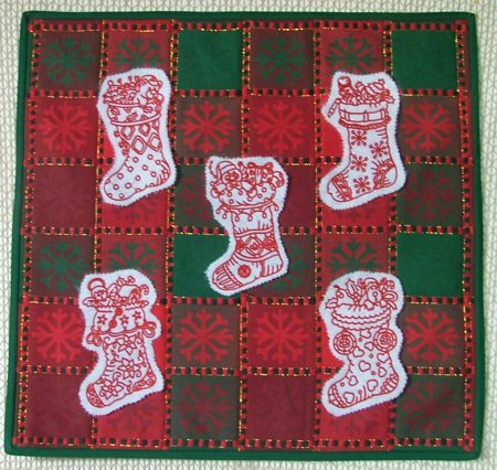 Christmas Wholecloth Wall Quilt with Stocking Pockets image 4