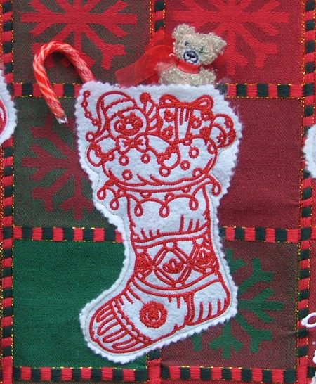Christmas Wholecloth Wall Quilt with Stocking Pockets image 5