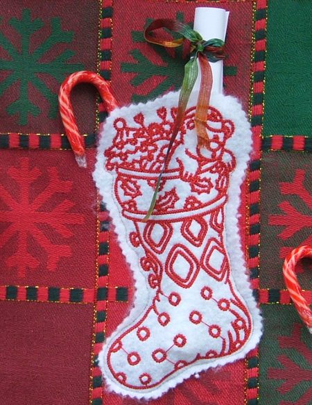 Christmas Wholecloth Wall Quilt with Stocking Pockets image 6