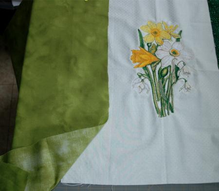 Springtime Quilt with Daffodil Embroidery image 3