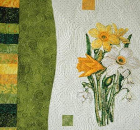 Springtime Quilt with Daffodil Embroidery image 5