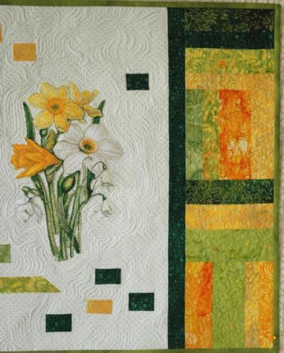 Springtime Quilt with Daffodil Embroidery image 6