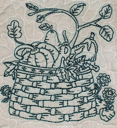 Harvest Basket Placemats with Redwork Embroidery image 2