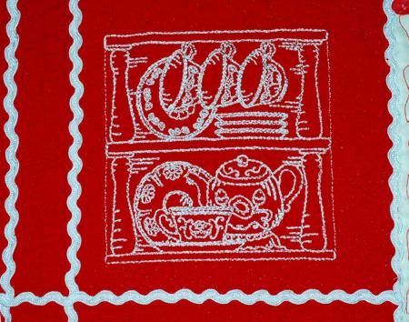 Quilted Kitchen Placemats with One-Color Embroidery image 3