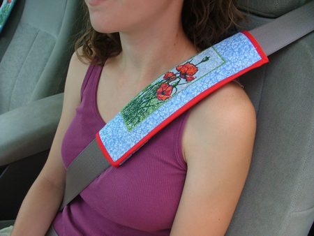 Quilted Seatbelt Pad with Embroidery image 1