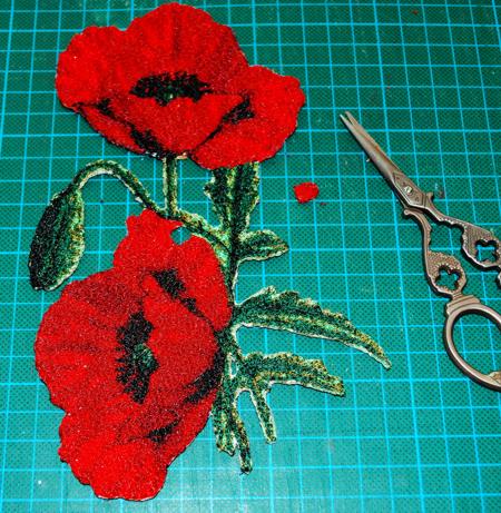 Embroidered Poppy Wall Clock image 2