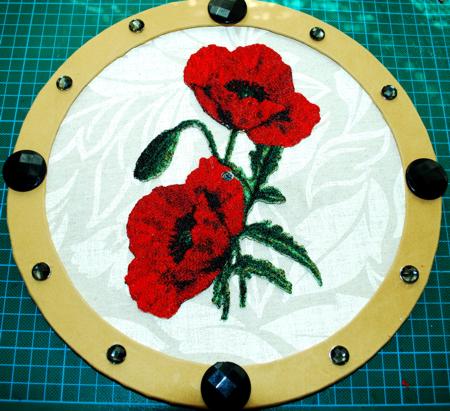 Embroidered Poppy Wall Clock image 15