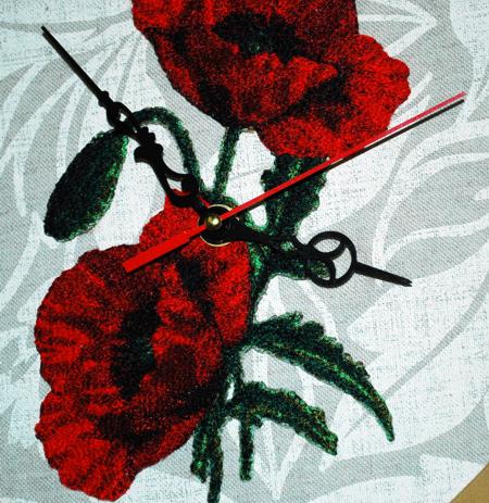 Embroidered Poppy Wall Clock image 16