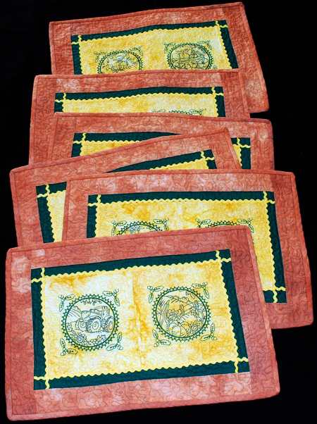 Autumn Placemats with Redwork Embroidery image 1