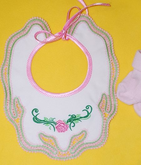 Laced-Edged Baby Bib in-the-Hoop image 1
